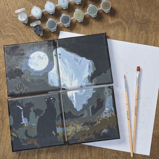 Black Cat & Ghost Paint-by-Number Gallery Mini Kit by Artist's Loft